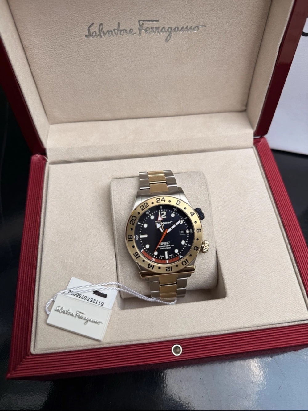 Salvatore Ferragamo 1927 GMT Swiss Watch 44mm Two Tone STORE DISPLAY